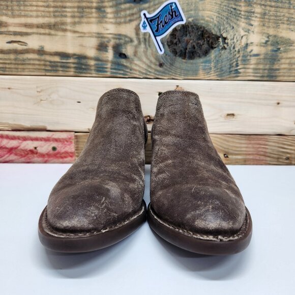 Born Shoes Suede Dallia Slip On Booties Women's Size 7.5 Western Stacked Heel - Picture 2 of 11